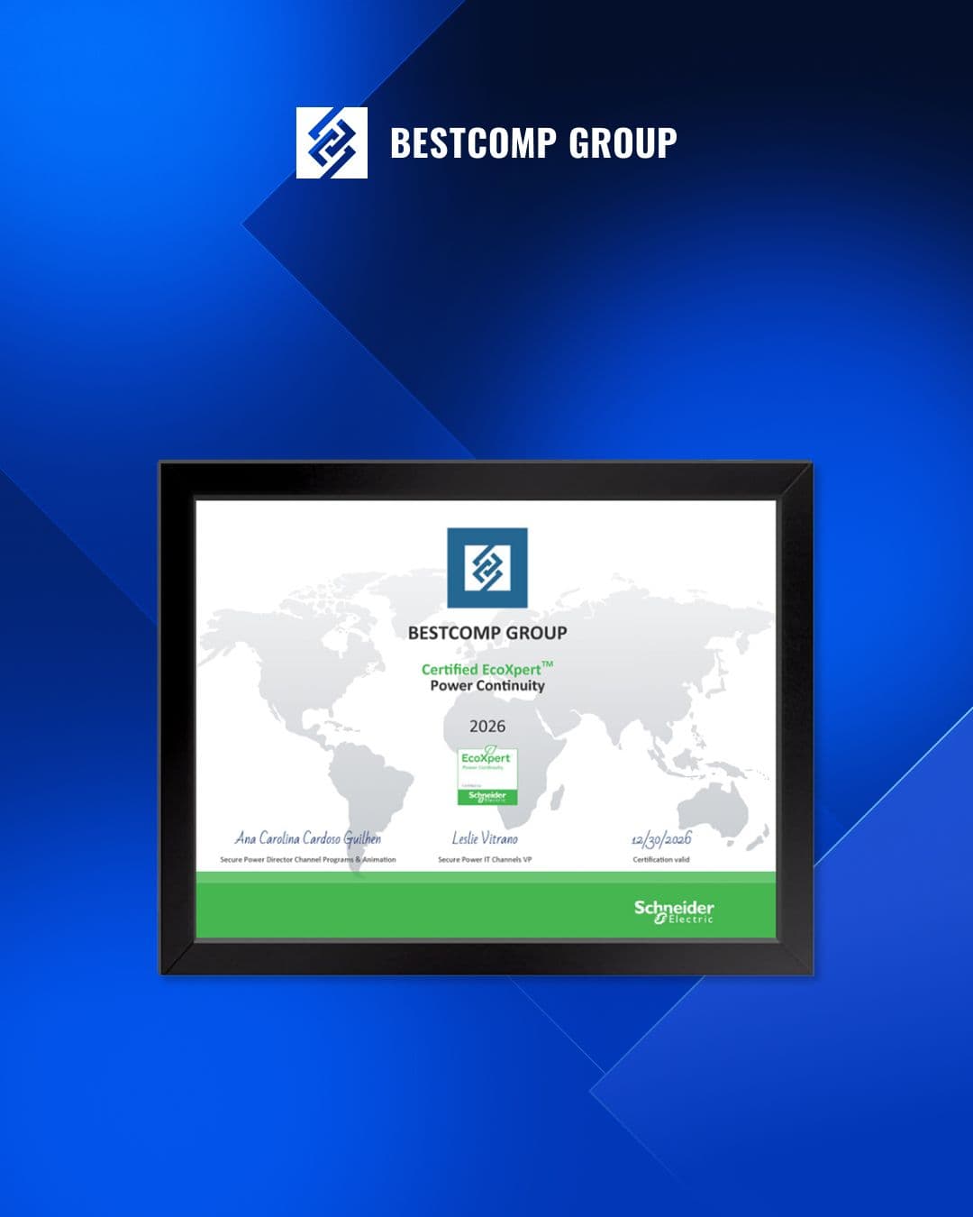 We have obtained the EcoXpert certification from Schneider Electric.