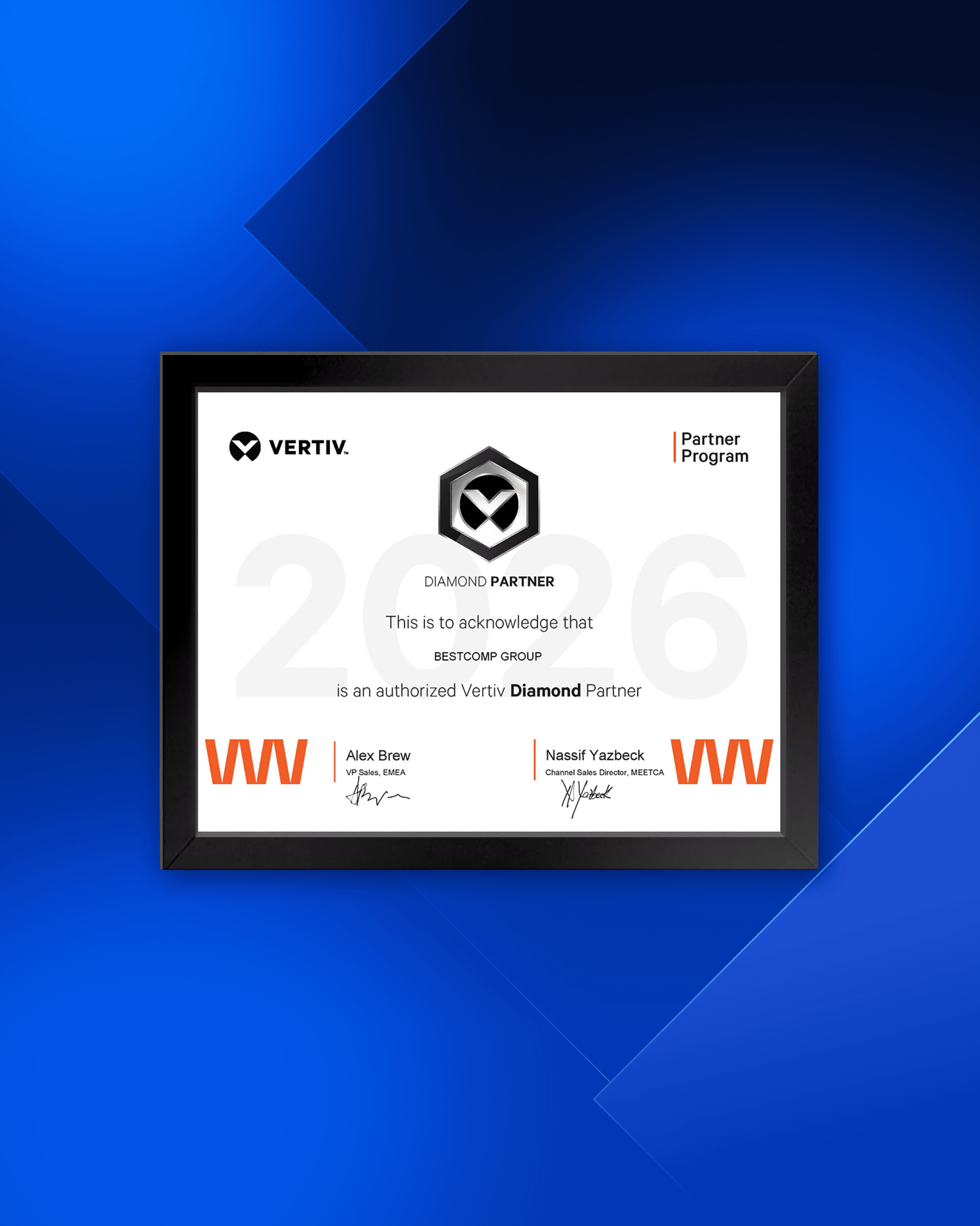 Our partnership with Vertiv has been upgraded to Diamond status